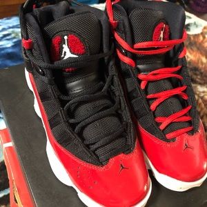 Red and black Jordan 6 rings